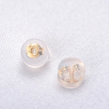 

Earrings Jewelry Accessories G18K Gold Rubber Back Silicone Round Ear Plugging Blocked Plastic Earring Back Stoppers for DIY