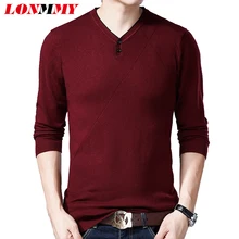 LONMMY Плюс Размер 7XL 8XL свитер мужской pull homme пуловер с v-образным вырезом мужские Рождественские Свитера Мужская рубашка inverno красный синий
