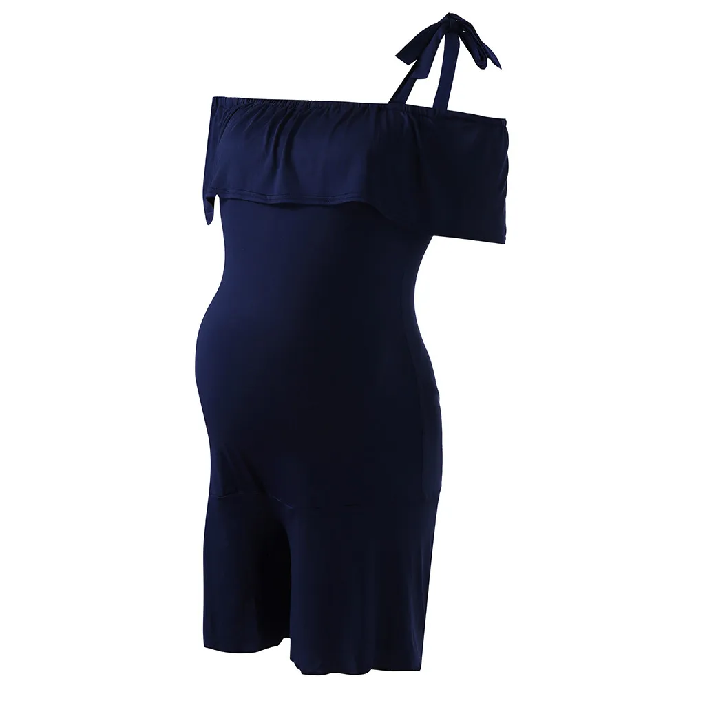 Женское летнее свободное платье для беременных с открытыми плечами, кружевное однотонное пляжное платье для беременных, большие размеры 5XL, халат Femme Enceinte