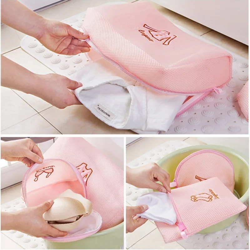 

2019 Zippered Washing Bag Bra Socks Underwear Clothes Bag Foldable Nylon Washing Machine Mesh Net Wash Bags New