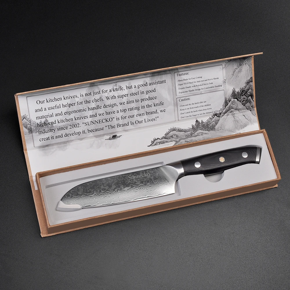 SUNNECKO 3 шт. " Chef 5" Santoku 3," набор ножей из дамасской стали для очистки овощей, японские кухонные ножи VG10 с сердечником G10, шлифовальная ручка