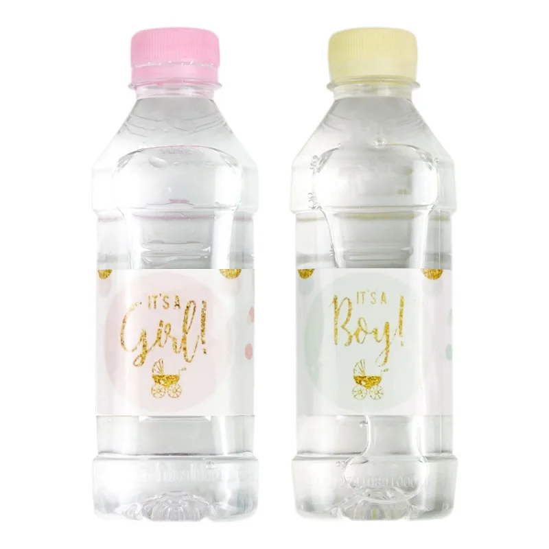 12Pcs Baby Shower Water Bottle Label Stickers it is a boy/girl Tag Gender Reveal Christening Decor Baby shower Supplies Favors