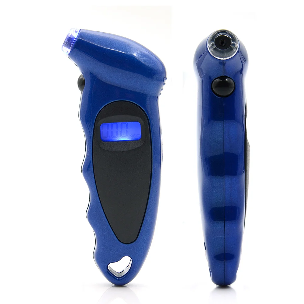 Цифровой датчик давления в шинах с ЖК-подсветкой для автомобиля, мотоцикла, манометр, датчик давления в шинах, монитор, барометр - Цвет: Tire Gauge Blue