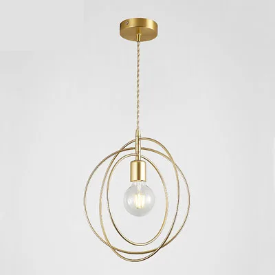 Nordic Single Head Golden Lamp Hemp Rope Iron Round Chandelier Industrial Wind Loft FOR Living Room Bedroom Cafe Aisle Lights - Цвет корпуса: 3 Circles Golden