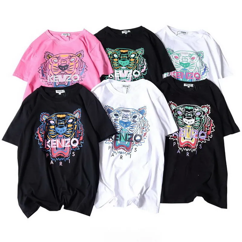 

2019 Paris New Cotton Top Quality T-shirts Fashion O Neck T Shirt Short Sleeve Tiger Head Brand Design Clothing for Men Women