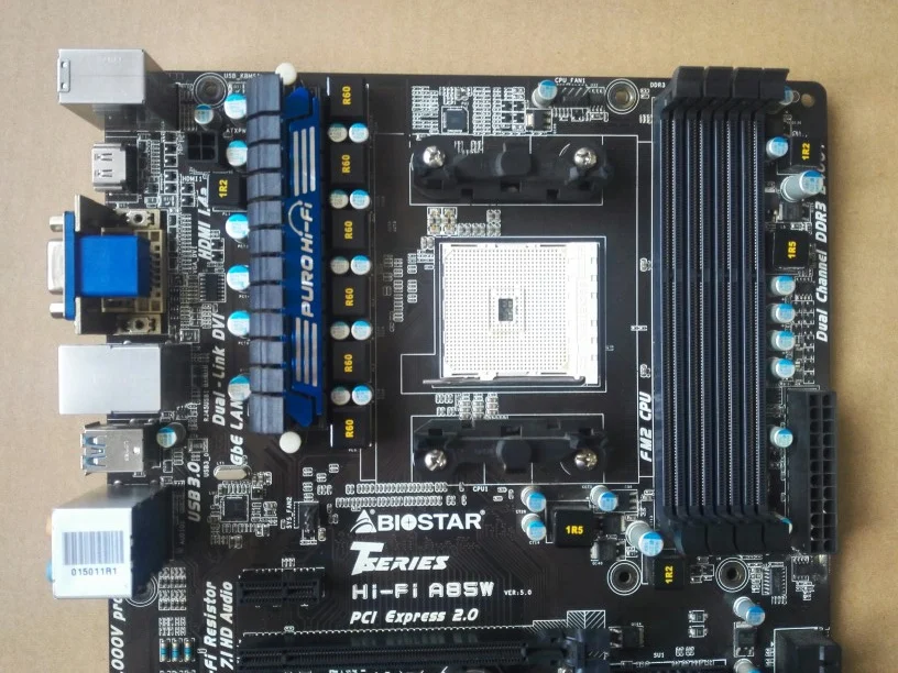  BIOSTAR ATX Desktop Computer Motherboard FM2 Hi-Fi A85W DDR3 Support USB 3.0
