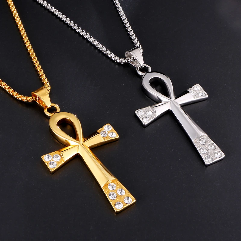 

Egyptian Ankh Cross Pendant Necklace Stainless Steel Key Of Life Symbol Necklaces For Men Religion Jewelry