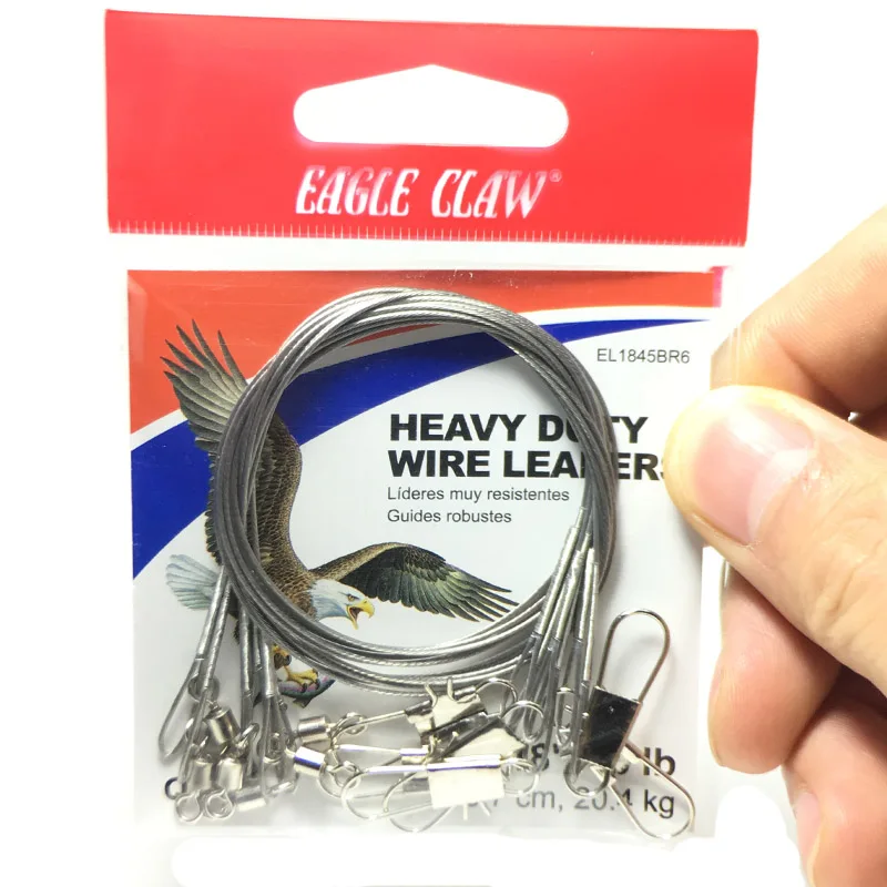 6pcs 44lb 45cm Fishing Line Steel Wire Guide With Rolling Swivel Duo-Lock Snap Anti-bait Rig Leadcore Leash | Спорт и развлечения