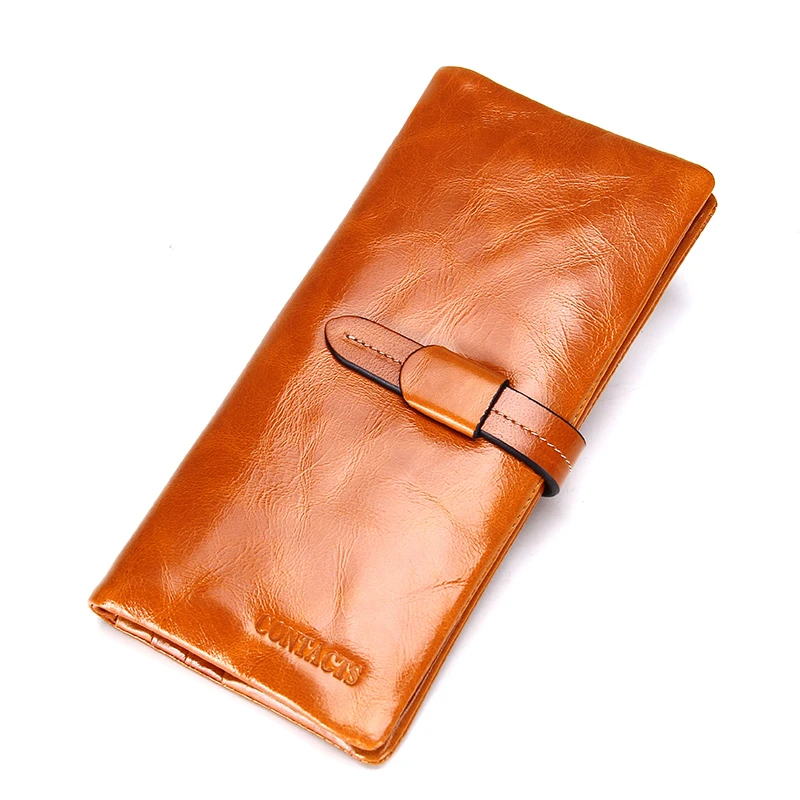 

Contact's 2018 Genuine Leather Women Wallets Fashion Brand Real Cowhide Wallet Long Design Clutch Female Purse With Card Holder