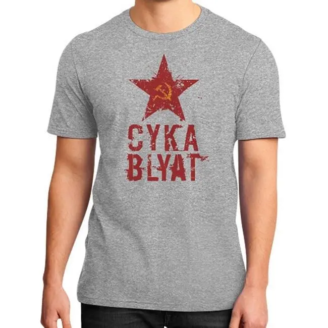 

High Quality Casual Printing Tee New CYKA BLYAT Shirt District Unisex Tee Russian Gamer Meme GO Man T-Shirt