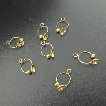 

SEA MEW 50 PCS 5mm Copper Ear Clip Base Gold Rhodium Antique Bronze Earring Setting For Women DIY Jewelry Making