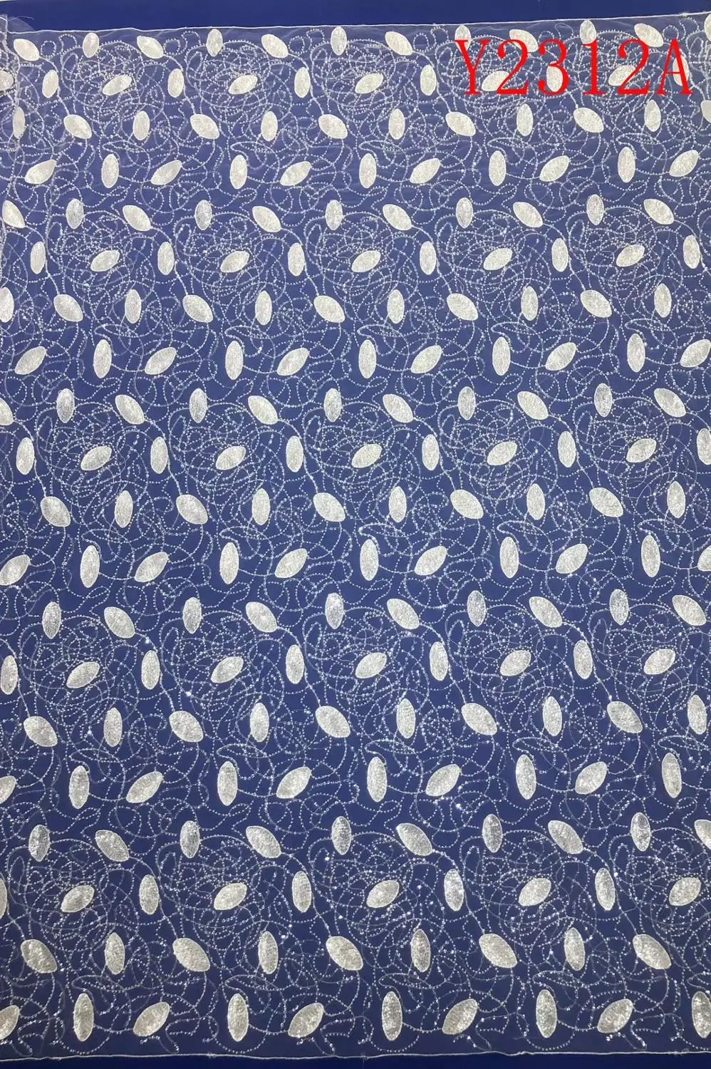 

Y2312A Ivory Beaded Embroidery Lace Wedding Dress Fabric Nigerian Textile African Trimming Lace 5Yards/ lot