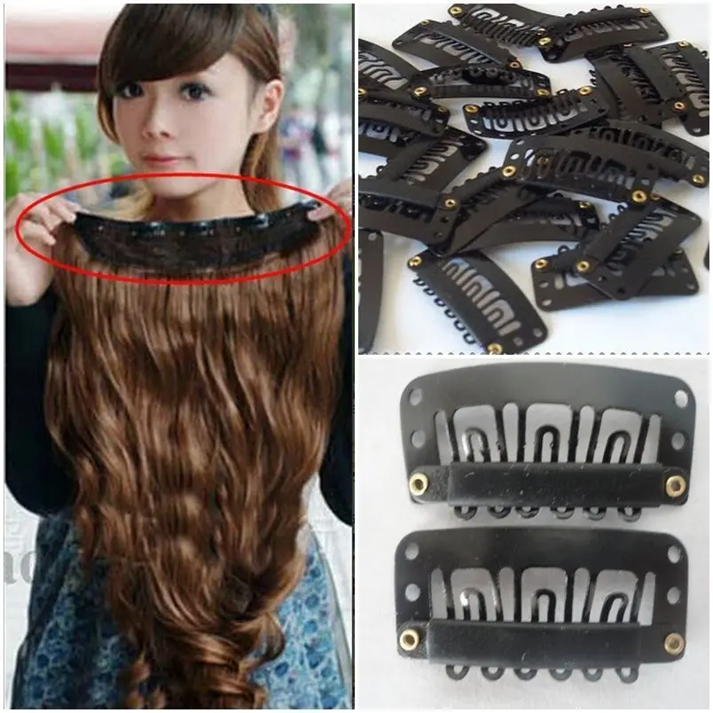 

Fashion 20pcs Snap Comb 32mm for Toupee Wig Weft Hair Extension Rubber Back Set Simple Hair Clips Hairclips Hairgrips Hairpins