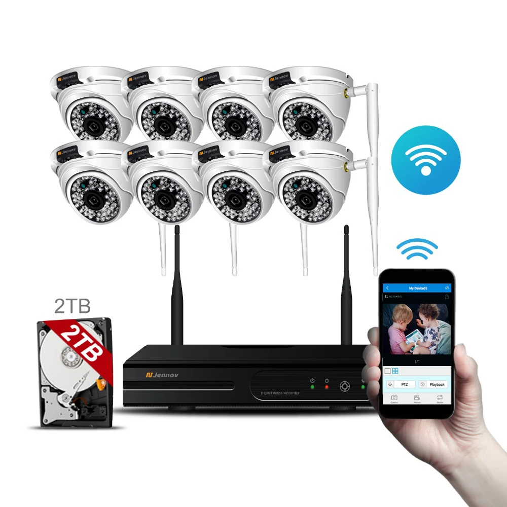 

8CH 1080P 2MP IP Camera Wireless Home Security CCTV System With NVR wifi Video Surveillance Kit 48 Pieces Led Light Dome Camera