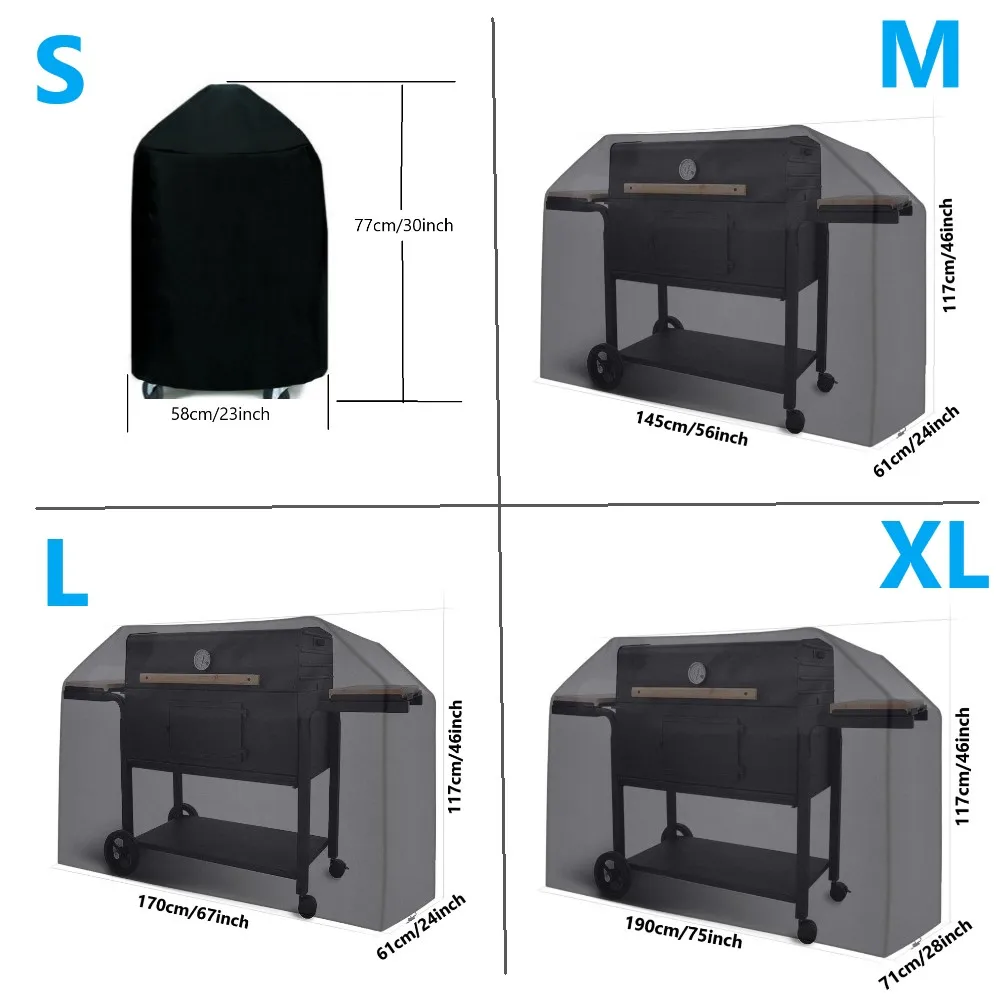 Черная Водонепроницаемая Крышка для гриля принадлежности для барбекю Гриль Крышка против пыли дождь газовая, угольная электрический барбекю гриль 4 размера