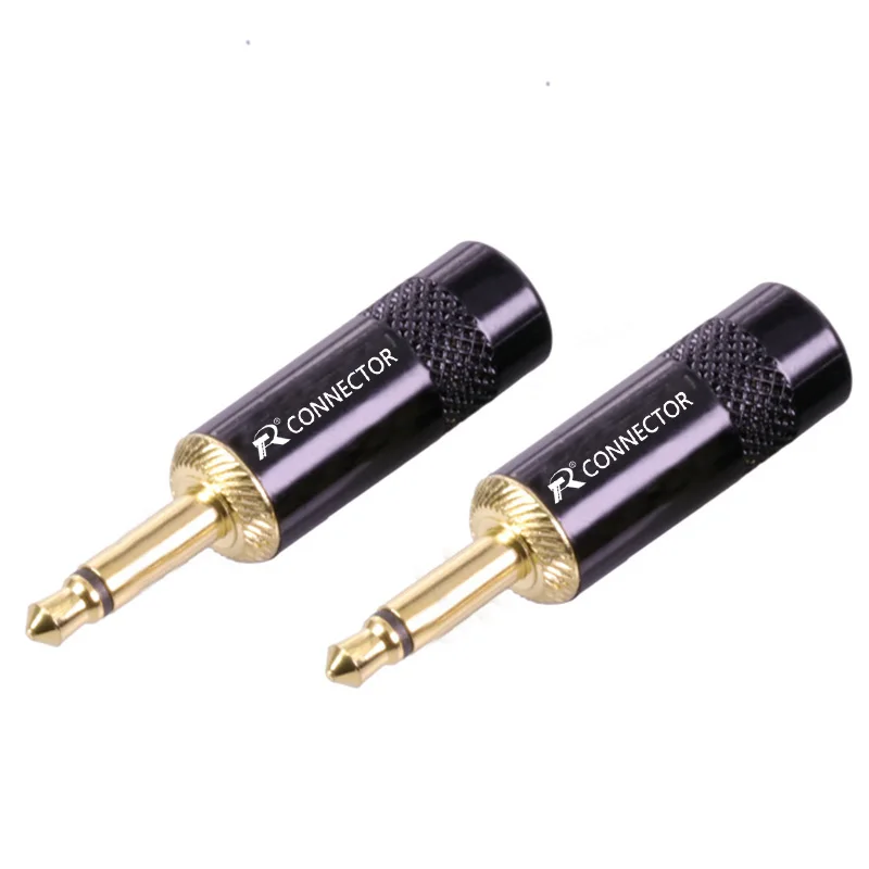 100pcs lot Mono 3 5mm Connector 2Pole 1 8 Inch Male Plug Gold Plated Audio Jack 3 5mm Wire Connector for 6MM Cable Headphone DIY