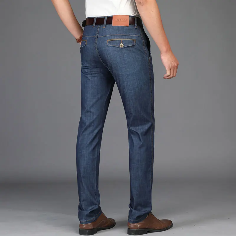 Spring Summer JEEP Brand Cotton Jeans Elastic Men's Casual Full Length Retro Jeans Cotton Pants Fashion Lightweight Trousers 44 (27)