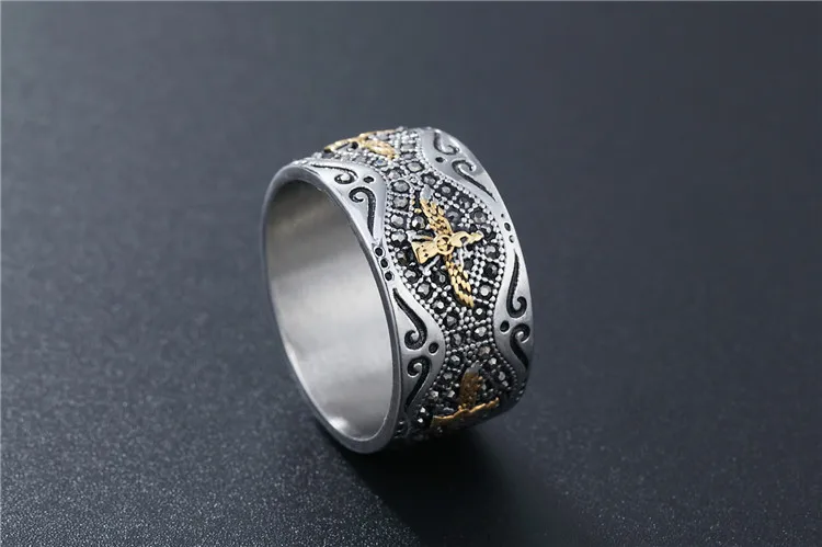 Лидер продаж зороастризм орел кольца с цирконием для мужчин рок панк 316L нержавеющая сталь цвет золотой серебряное кольцо Finge