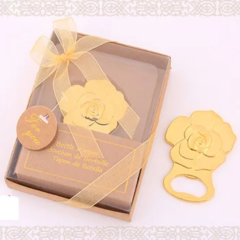 

200PCS Small gift golden rose bottle opener wedding gift creative rose stainless steel bottle opener