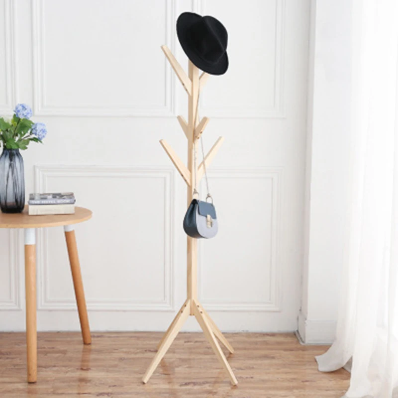  Creative 8 Hook Tree Shape Solid Wood Coat Storage Rack Display Stand Hanging Scarves Hat Bag Cloth