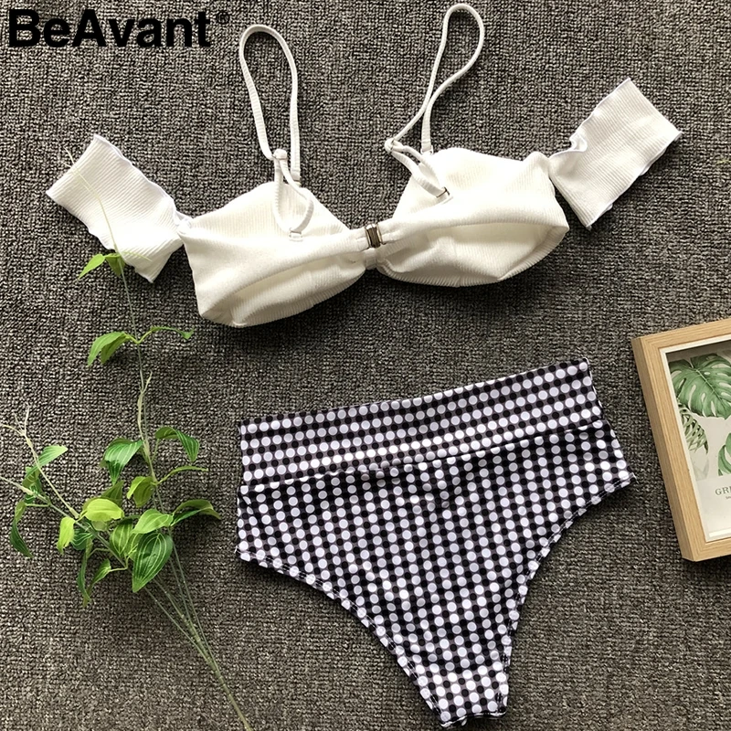 BeAvant, сексуальный женский купальник из двух частей с высокой талией,, Летний стиль, с открытыми плечами, купальник для женщин, открытая спина, пляжная одежда, купальный костюм