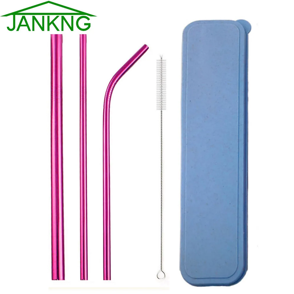 

5Pcs Extra Wide Straw Reusable 304 Stainless Steel Straw Set with Box Colorful Drinking Straw Metal Straw Pearls MilkshakeJuice