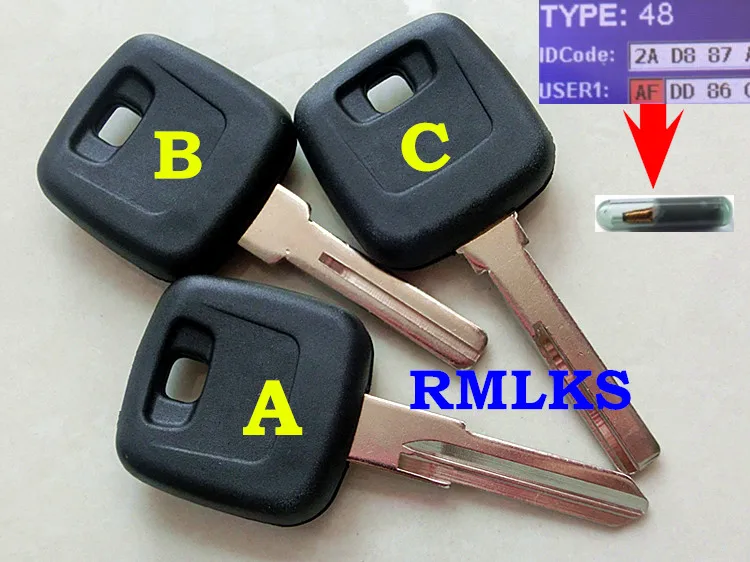 RMLKS New Replacement Uncut Blade Ignition Transponder Chip Key With