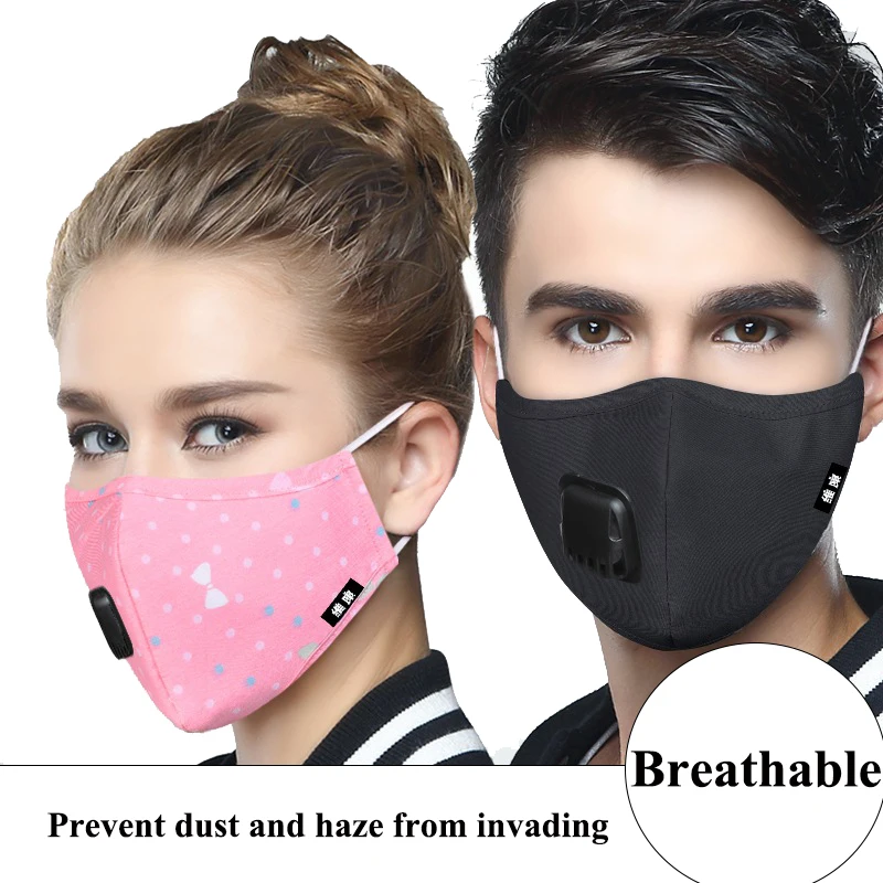 

1Pcs Pure Cotton Black PM2.5 Anti Haze Mouth Mask Men/Women Reusable Activated Carbon Dust-proof Mask Outdoor Filter Respirator
