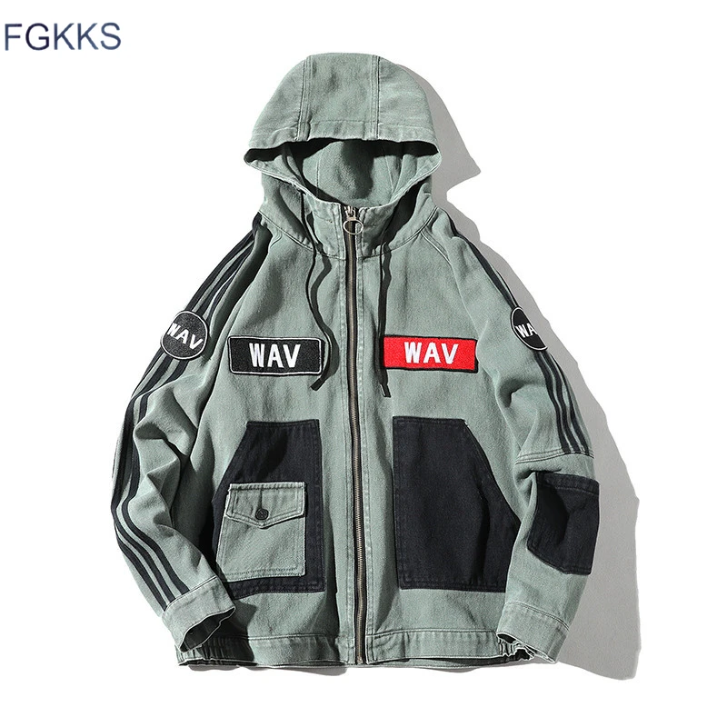 

FGKKS Fashion Brand Men Jacket Coat 2019 Autumn Male Hip Hop Streetwear Harajuku Jacket Mens Splice Casual Track Jacket Coat