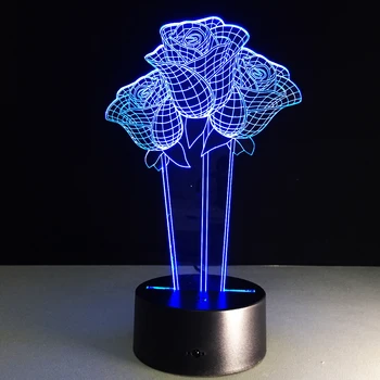 

Bluetooth Speaker with Colorful Changing Acrylic Rose USB LED Night Light Music Player 3D Lamp for Birthday Valentine's Day Gift