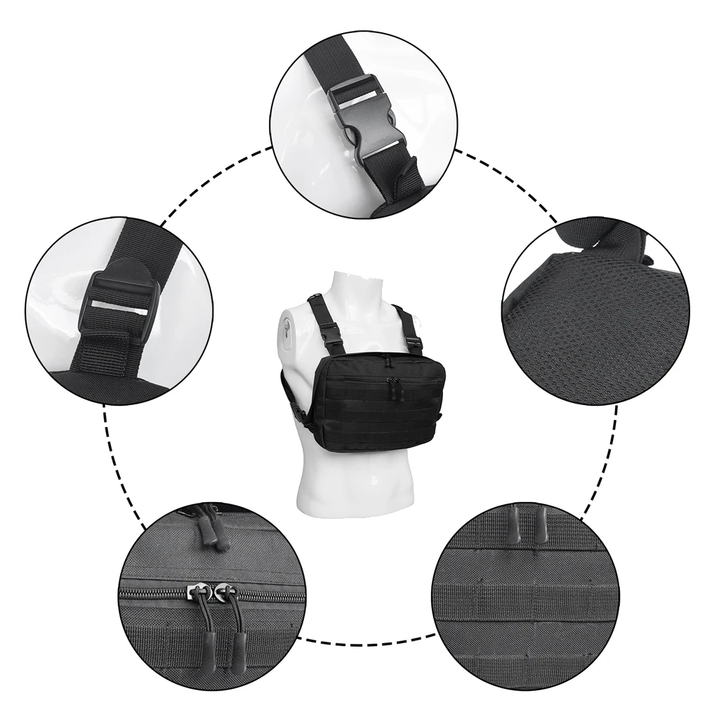 MagiDeal Vest Pouch Bag Chest Recon Bag Tools Molle Pouch Multi-Purpose Carry Bag Black Tactical Vest Pouch