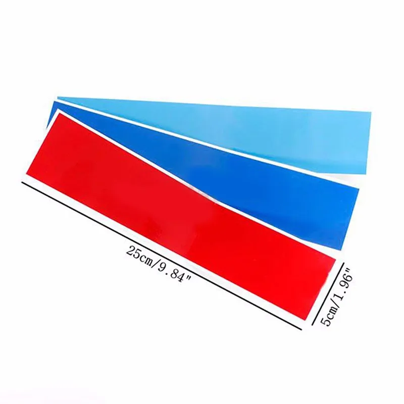 

Hot Sale A set/ 3PCs Red Blue and Deep Blue Grille Sticker fits for BMW M3 M5 M6 E46 Car Styling 3 Colors 20x0.5cm 25x5cm