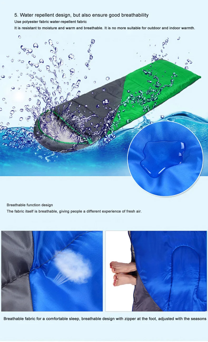 Bolsa de Dormir de Acampamento Quente ao ar Bolsa de Dormir de Acampamento por Atacado Bolsa de Dormir Livre Adulto Atacado Personalizado Inverno Algodão Viagem por 9 Sacos de dormir