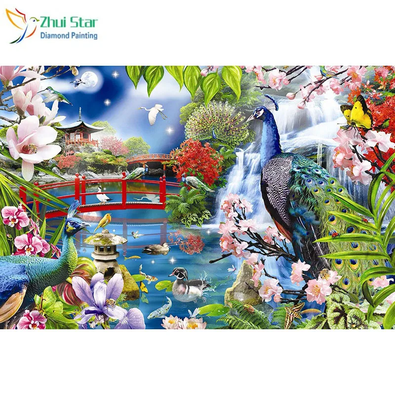 

Zhui star 5d diy Diamond embroidery peacock in zoo diamond painting Cross Stitch full square drill Rhinestone mosaic home