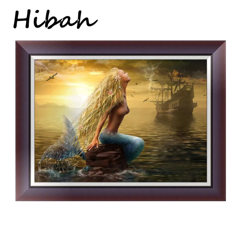 

Diy Diamond Embroidered Mermaid Diamond Painting 5d Resin Round Diamond Mosaic Icon Embroidery Painting Sea