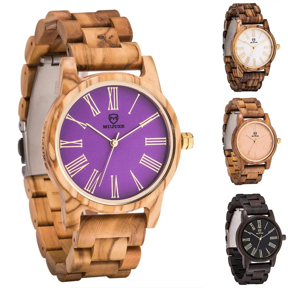 

Popular Casual Unisex Wooden Round Dial Linked Strap Band Quartz Analog Wrist Watch Gift