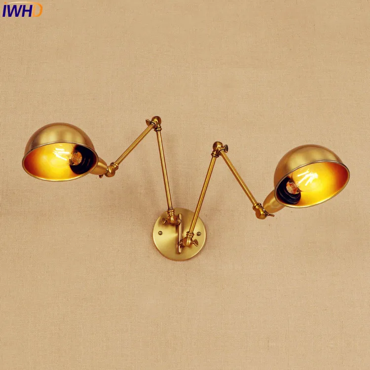 

Loft Style Vintage Wall Lamp 2 Heads Home Lighting Adjustable Long Arm Wall Light Fixtures Arandelas LED Stair Lights