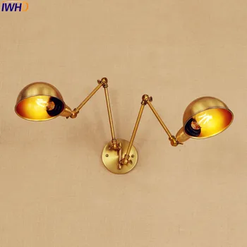 Loft Style Vintage Wall Lamp 2 Heads Home Lighting Adjustable Long Arm Wall Light Fixtures Arandelas LED Stair Lights Loft Style Vintage Wall Lamp 2 Heads Home Lighting Adjustable Long Arm Wall Light Fixtures Arandelas LED Stair Lights