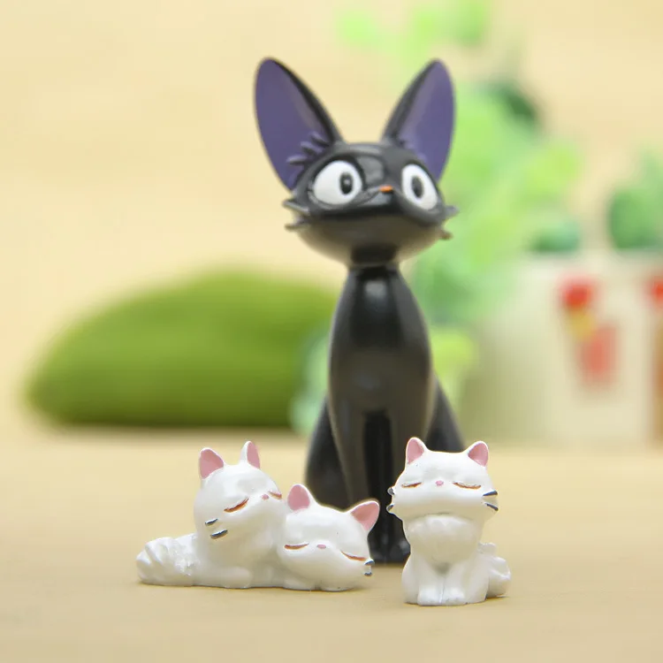 Черная кошка jiji и Белый Кот Кики Услуги DIY куклы animiation фигурку Дети Игрушечные лошадки подарок Миниатюрная модель кукольный дом