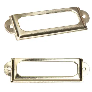 

10Pcs For Furniture Cabinet Drawer Box Case Bin Antique Brass Metal Label Pull Frame Handle File Name Card Holder