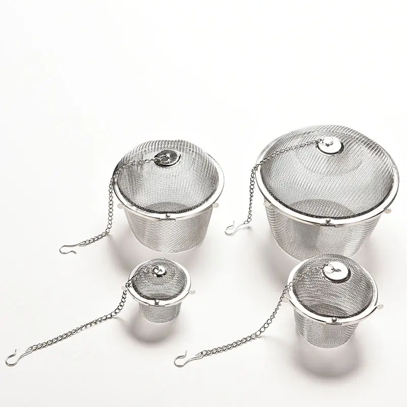 

4 Sizes Durable Silver Tea Strainer Reusable Stainless Mesh Herbal Ball Tea Spice Teakettle Locking Tea Filter Infuser Spice