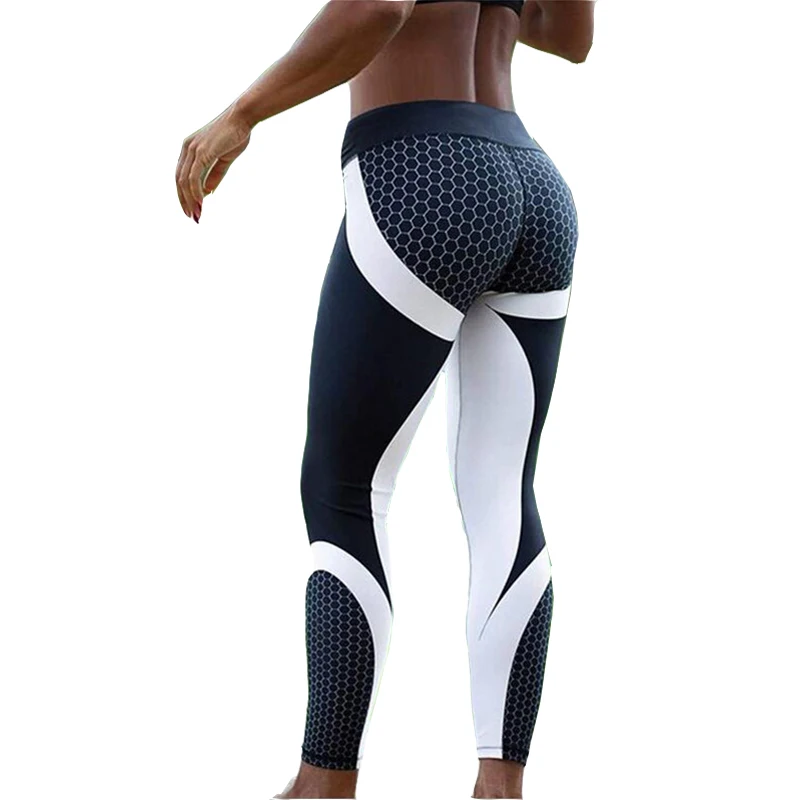 

Geometric Honeycomb Digital Printed Jacquard Bottom Pants European and American High-waist High-elastic Sports Yoga Pants