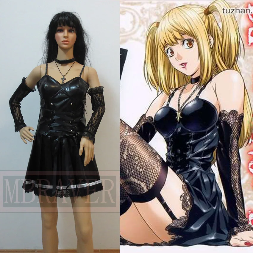 Death Note Amane Misa Cosplay Costume Pu Leather Dress Custom Made Any