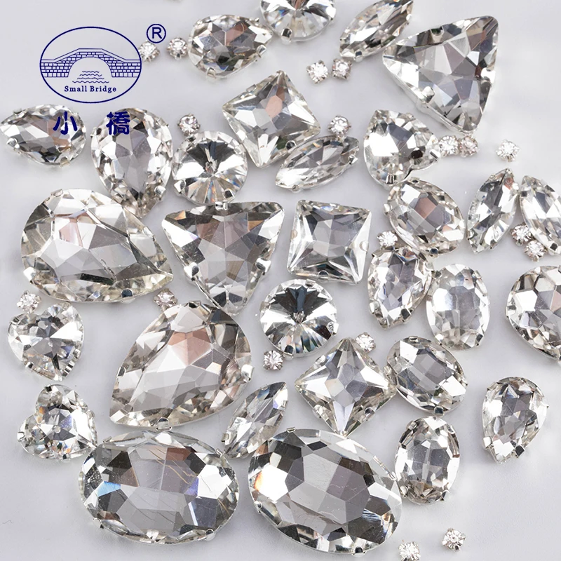Mixed Shape White Crystal Rhinestones For Clothes Diy Clear Sew On