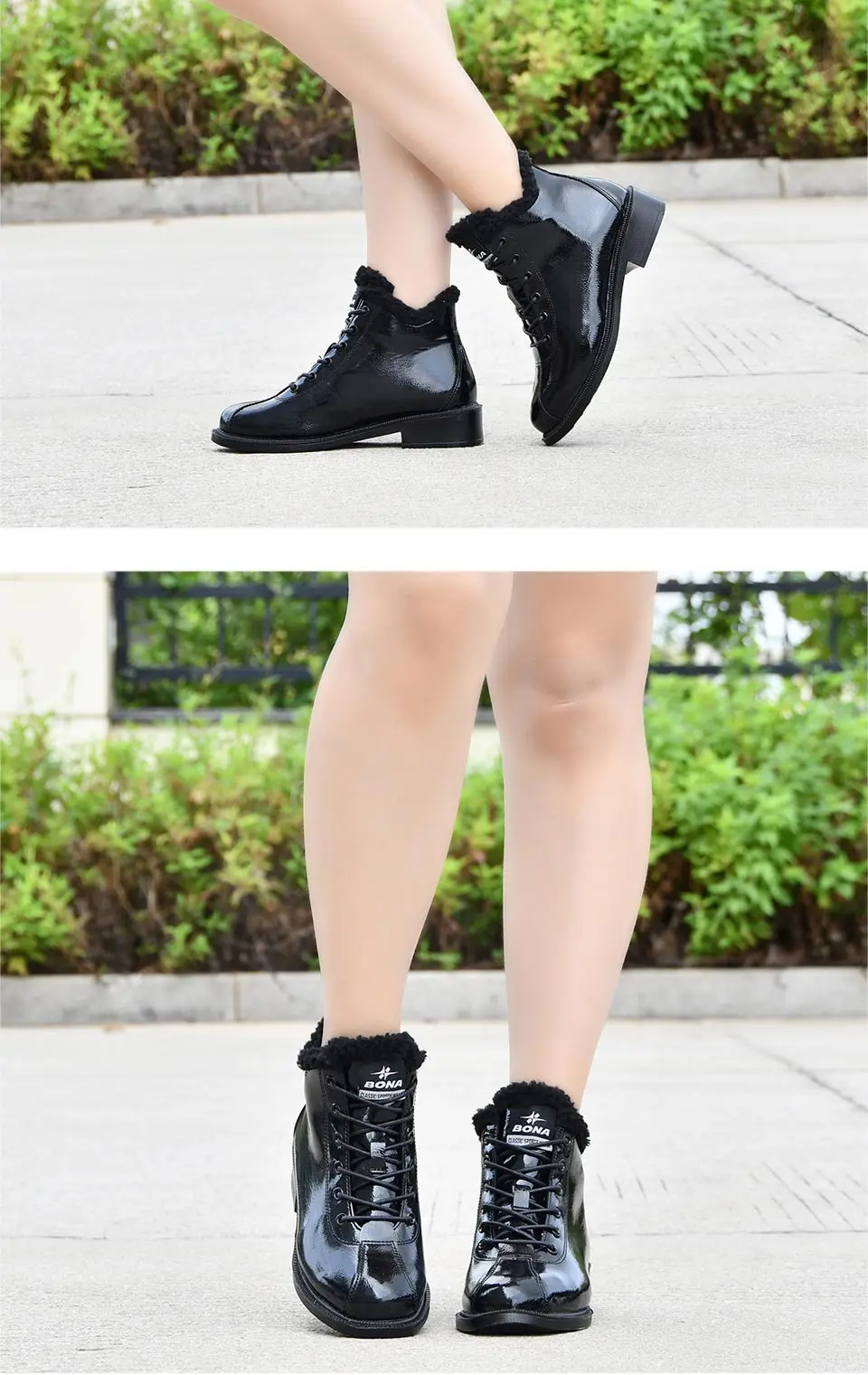 BONA/новые женские зимние ботинки на платформе; теплая плюшевая Классическая удобная повседневная обувь на плоской подошве с высоким берцем и круглым носком; кроссовки; Zapatos De Mujer
