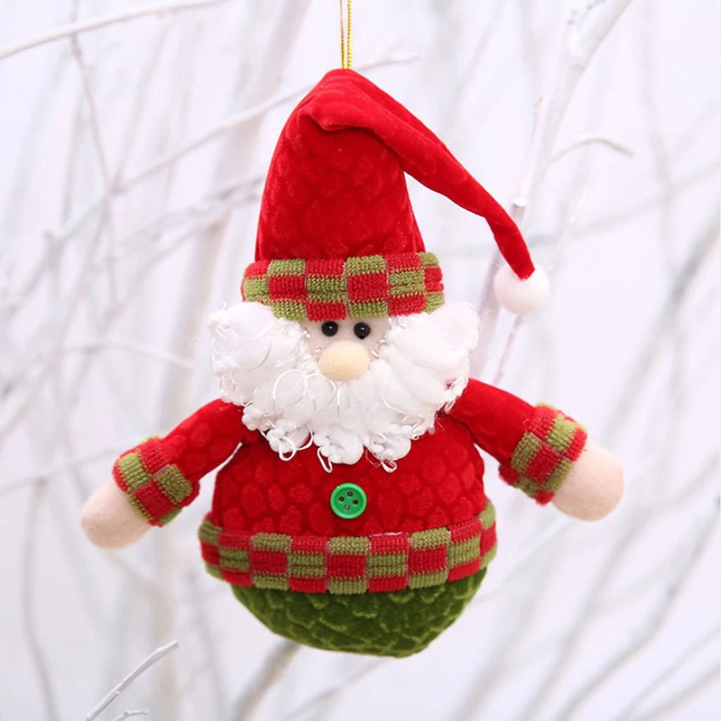 Christmas Santa Snowman Elk Plush Doll Christmas Tree Hanging Decoration 