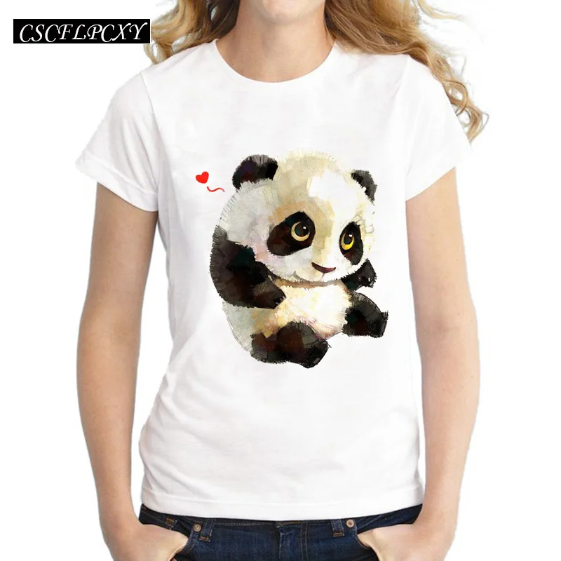 Harajuku/футболка с принтом панды, женская футболка,, Летний стиль, короткий рукав, женские топы, футболка, Женская Повседневная белая футболка с рисунком - Цвет: 0231