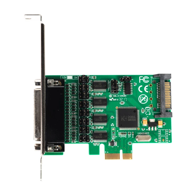 4 way RS-232 Serial Port COM PCI express card PCI-e Multi DB9 5VDC 12DV power