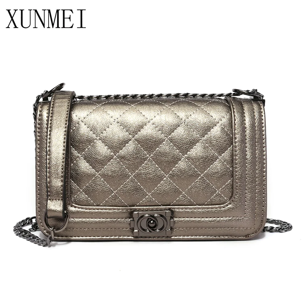 

XUNMEI Diamond Lattice Chain Messenger Crossbody Bags Luxury Handbags Women Bags Designer Retro Lady Shoulder Evening Clutch Bag