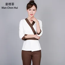 Одежда для спа, медицинская униформа для кормления, косметолога для салона красоты, Женский комплект из двух предметов, рабочая одежда